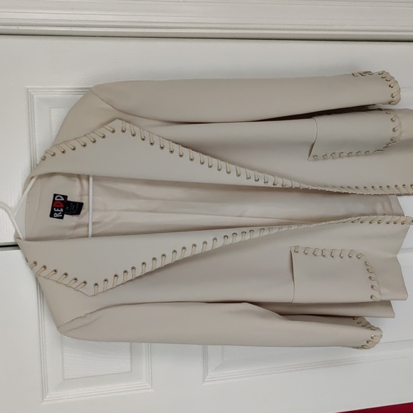 Cream jacket with leather wrap stitch details Redd Jeans - Picture 1 of 4